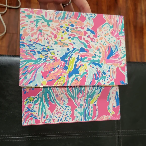 Lilly Pulitzer Jewelry Box Dragonfruit Sunken Treasure Pattern Pink Turquoise - Picture 12 of 13